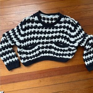 Zara blue and white crochet cropped sweater
